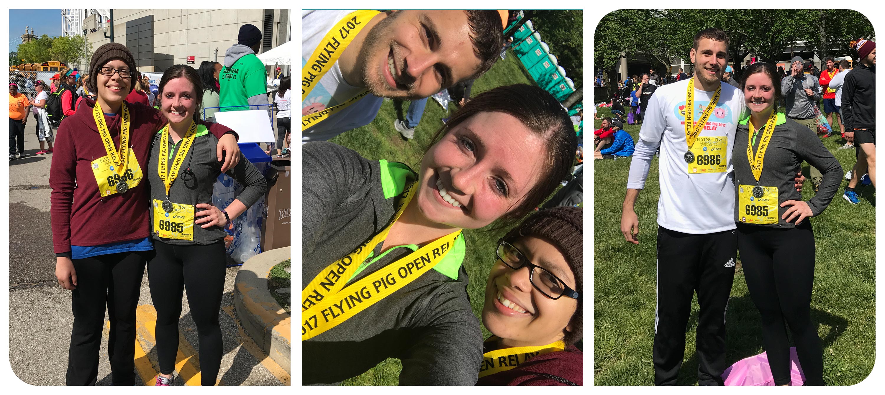 Photos of our co-op, Kristin, and other Schaefer employees at the 2017 Flying Pig Relay Race.
