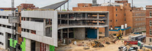 Construction progress at the new Health Sciences Building at the University of Cincinnati.