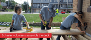 Schaefer volunteers assemble the deck