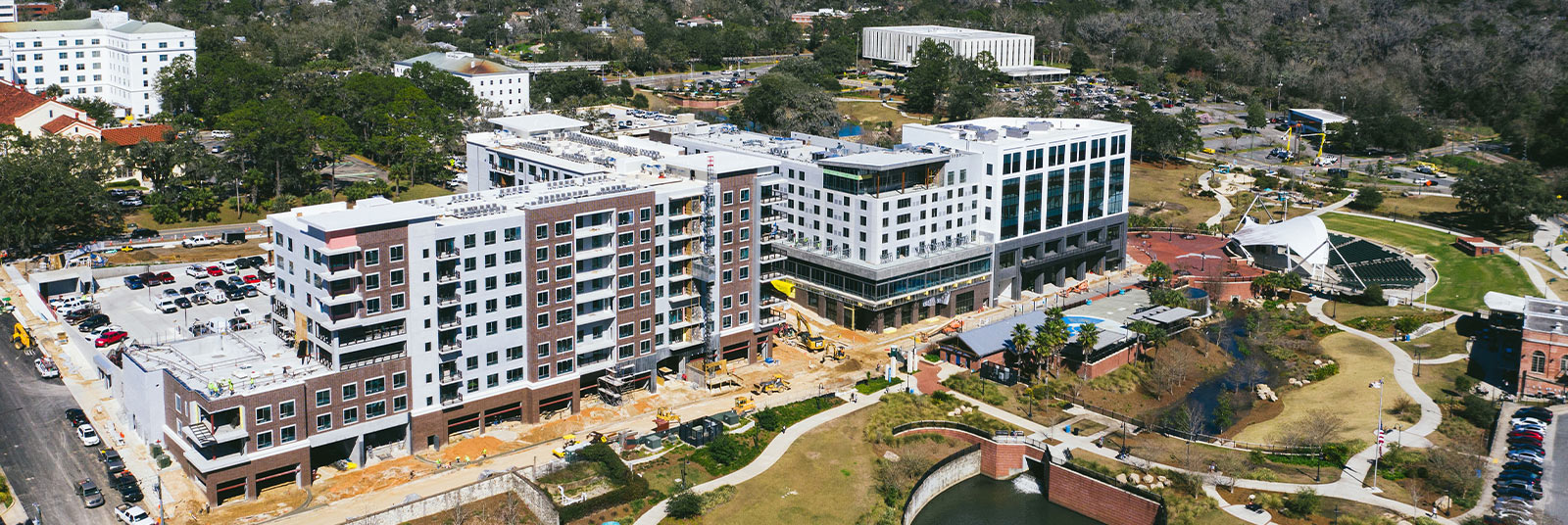 Aerial photo of the Cascades development in Tallahassee, Florida.