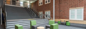 Learning staircase and open collaboration space at the Little Miami High School addition.
