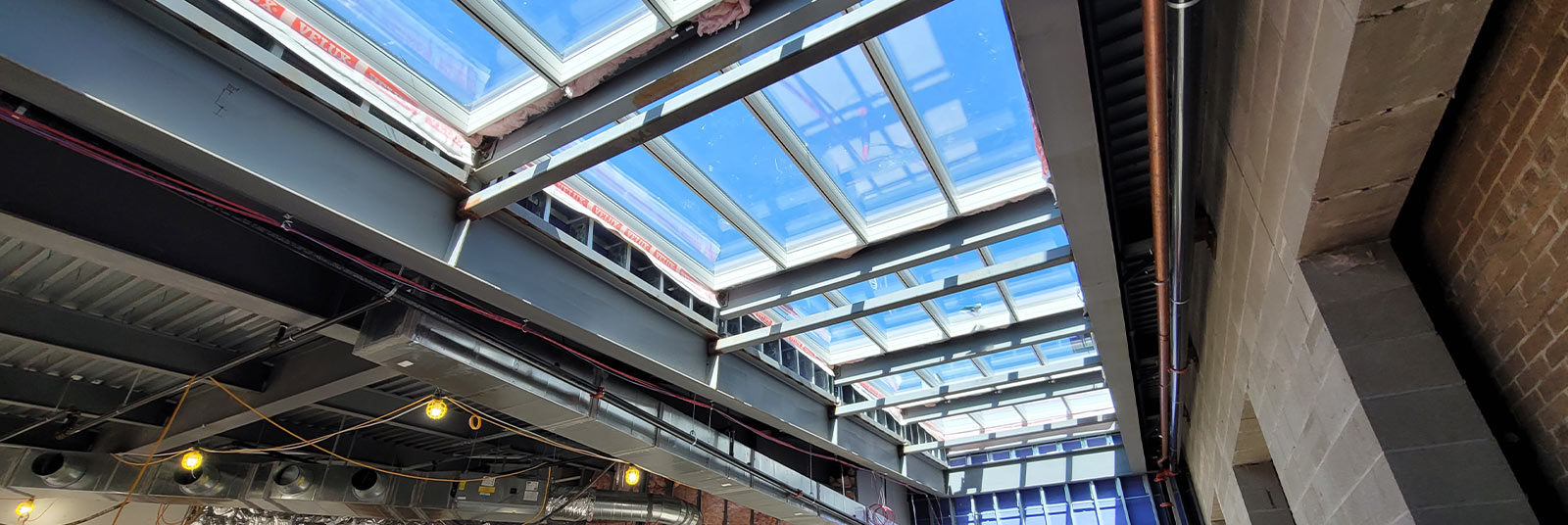 Skylight construction in the new St. Charles Convocation Center.